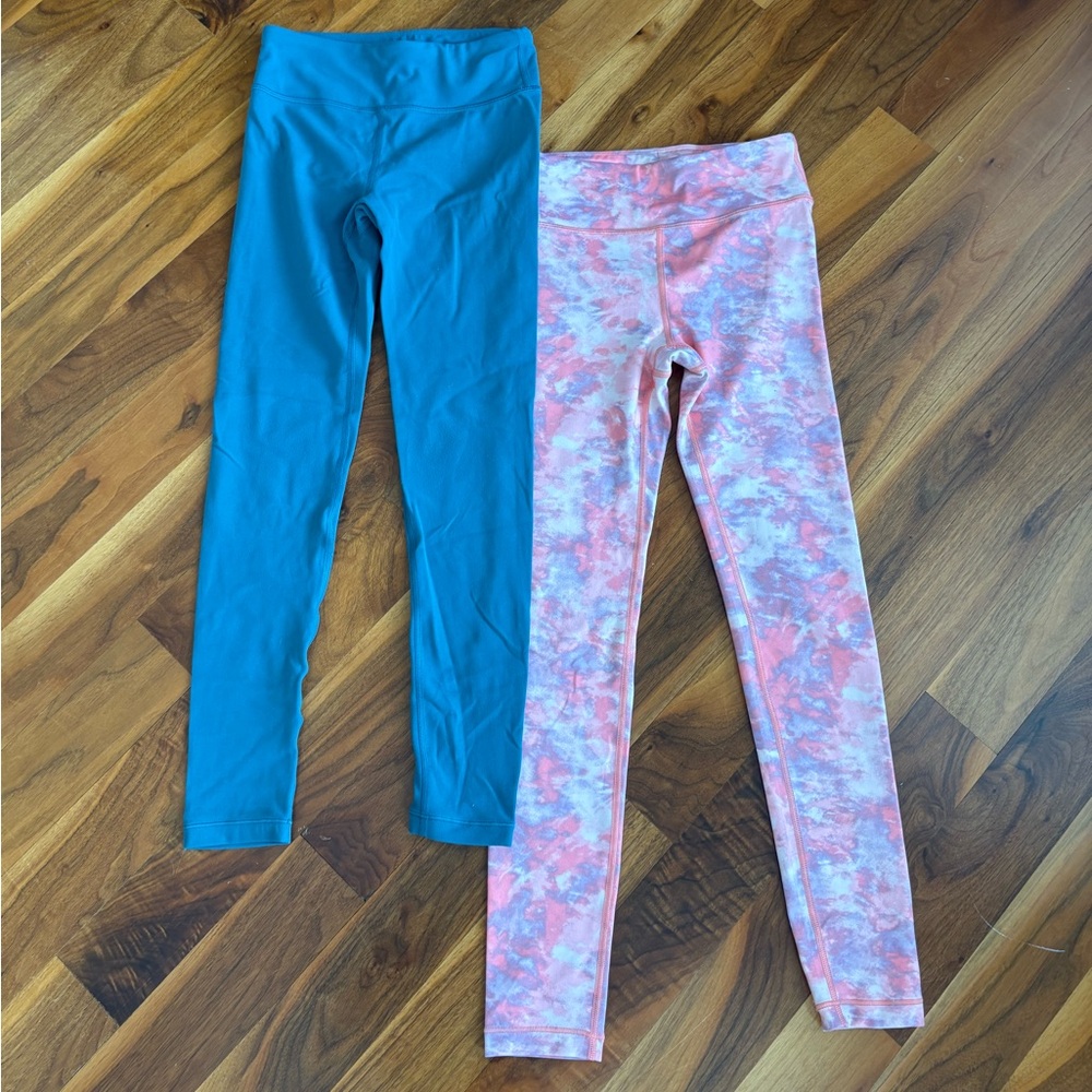 Athleta Kids Leggings - Blue and Pink Tie-Dye Set, USED size 8/10